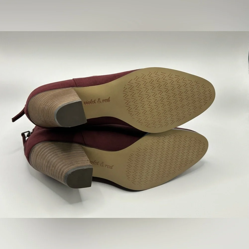 Violet & Red Jackson Lazer Cut Topline Bootie Burgundy 8M - Picture 3 of 9